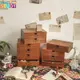 日式zakka復古風實木質盒子抽屜式大容量桌面收納盒茶葉盒整理櫃