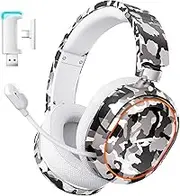Wireless Gaming Headset, 7.1 Surround Sound, 2.4GHz USB Gaming Headphones with Bluetooth 5.4, 100H Battery, ENC Noise Canceling Mic, RGB Light, Wireless Headset for PC PS5 PS4 Mac Switch (Camo)