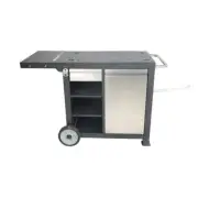 Razor Grill Cart Wide Black Portable Universal PrepCart+ExtraPrep+2Wheel+Drawer