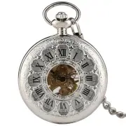 Hollow Mechanical Movement Pocket Watch With Fob Chain for Women Men Gifts