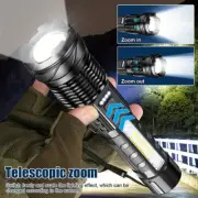 Rechargeable Led Flashlights Powerful Flash Lights Digital Display 7 Modes Torch