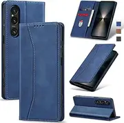 [Jasonyu] Case for Sony Xperia 1 VI Leather Wallet Flip Cover with Card Holder,Kickstand, Magnetic Closure,TPU Shockproof Phone Case Compatible with Xperia 1 VI (Blue)
