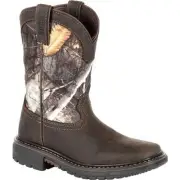 Rocky Unisex Little Kid's 8" Ride FLX Waterproof Western Boot Brown Realtree Cam