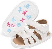 [Babelvit] Infant Baby Girls Soft Sole Summer Sparkle Sandals Flower Shoes Bowknot Dressy Sandal Candy First Walker Crib Shoes