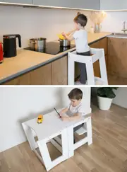2-in-1 Kids Step Stool Learning Helper Tower Convertible to Table Kitchen Helper Stool