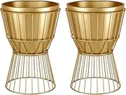 MSTFLOR Metal Plant Stand with Pot 12" - Decorative Metal Plant Holder Stand Indoor, Gold Plant Stand Modern Flower Potted Rack for Corner Display, Living Room, Office, Modern Home Decor - 17.5" Tall