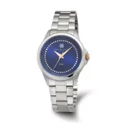 Charles Hubert Ladies Stainless Steel Blue Crystal Dial Watch
