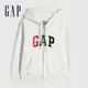 Gap 女裝 Logo仿羊羔絨連帽外套-灰白色(619134)