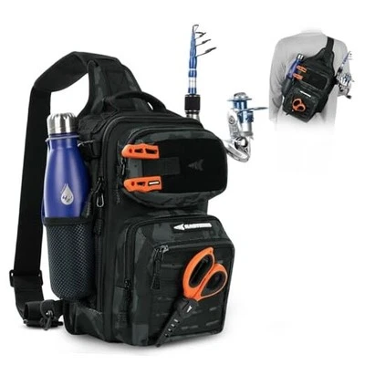 BlowBak Tactical Fishing Sling Tackle Bag - Lightweight Fishing Backpack -