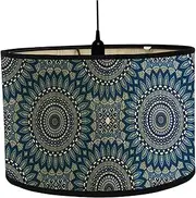 Lampshade 12x8 Inch Barrel Vintage Mandala Lamp Shade for E27 Bulb Detachable Decorative Bamboo Lamp Shades with Iron Structure for Home, Hotel, Restaurant
