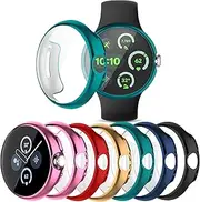 6 Pack Wugongyan Screen Protector Case Compatible with Google Pixel Watch 3 (2024) 45mm Soft TPU Plated Full Protective Cover (Brilliant Colors, 45mm)