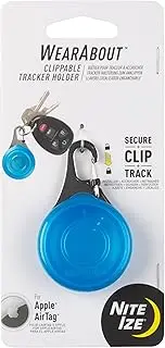Nite IZE Wearabout Clippable Tracker Holder, Apple AirTag Holder with Locking Carabiner, Locate Keys, Luggage and More, Blue