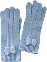 [JINZIJINYU] Ladies Knitted Glove Vertical Stripes Bow Finger Touch Screen Gloves Women Winter Five Finger Cycling Ski Gloves