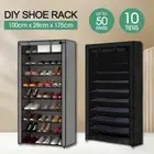10 Tier Shoe Rack Portable Storage Cabinet Organiser Wardrobe Fabric Cover
