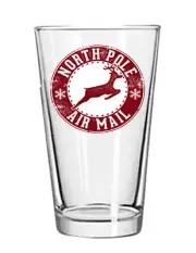 Christmas - North Pole- 16oz Pint Beer Glass Pub Style Barware Seltzer Cocktail
