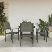 vidaXL 5 Piece Garden Dining Set Black Steel and Textilene 3200735_V1