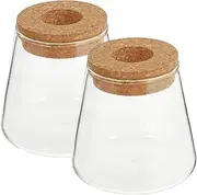 2PCS Propagation Vases for Plants, Glass Propagation Jars with Wooden Lid Reusable Plant Propagation Glass Vase for Growing Hydroponic Plants Plant Propagation Propagation Vase Propagation Jars