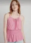 Old Navy Women Size Large ~ Pink Sleeveless Linen-Blend Smocked Top $25 NWT