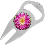 Fuchsia Flower Golf Ball Marker Divot Repair Tool Bottle Opener