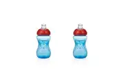 2x Nuby Super Spout Grip No Spill Drinking Cup w PP Cover 300ml 6m+ Assorted
