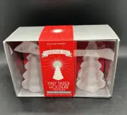 Williams Sonoma Christmas Tree Tiny Taper Candle Holders NIP Frosted Glass