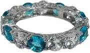 [ADAJURI] Elegant Sapphire Ring For Women Blue And White Gemstone Jewelry | Tarnish-Free 925 Sterling Silver Aquamarine Band Ring | Creative Birthday Jewelry Gifts Perfect Jewelry For Every Occasion