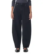 Ganni Stary Barrel Jeans in Washed Black