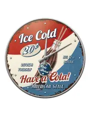 [NOSTALGIC ART] Have A Cola Metal/Glass Wall Hanging Round Clock 30cm in Multi