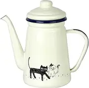 Bafnsiji Enamel Coffee Pot, Tea Pot, Enamel Teapot with Lid, Pitcher Barista Teapot, Serving Teapot Coffee Pot Jug Camping, 1.1L