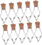 HAMPPLIES 10pcs Mini Glass Bottles with Cork Cute Wishing Bottles for Crafts Perfume and Decor Transparent Vials for DIY Projects and Party Favors