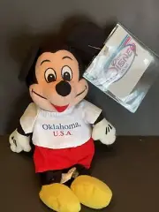 NEW Retired Disney Store 8-inch OKLAHOMA U.S.A. Mickey Mouse Mini Bean Bag Plush
