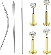 [QWALIT] Piercing Taper Threadless Jewelry Changing Tool Internal Threaded Piercing Taper Insertion Threader Tool Flat Back Earring Gold Applicator Tools Nose Labret Lip Studs Insertion Pin 20g 16g