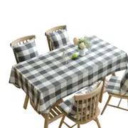 B36 135X200cm Indoor and Outdoor Rectangular Black and White Square Lattice Polyester Tablecloth Painted Dining Table Cover for Restaurant