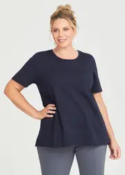 [Virtuelle] Taking Shape Organic Swing Short Sleeve T-shirt Size 16 in Navy, Organic Cotton - Plus Size Women's Tops & T Shirts Navy