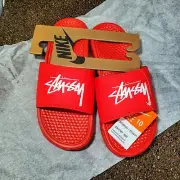 NIKE BENASSI / STUSSY SLIDES RED Men's sz 10 sandals