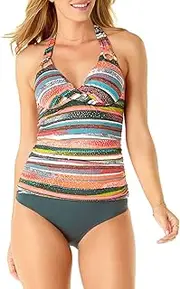 [Anne Cole] Women's Twist Front Underwire Cup Sized Tankini Swim Top