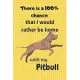 There is a 100% chance that I would rather be home with my Pitbull Dog: For Pitbull Dog Fans
