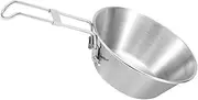 GALPADA 1Pc Collapsible Stainless Steel Cup Outdoor Camping Mug Portable Water Cup for Hiking Picnic Travel Space Saving Design with Folding Handle Capacity for Soup
