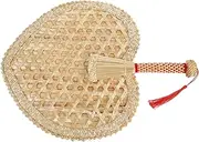 TOGEVAL Handheld Woven Fan Portable Rustic Hand Fan for Camping Elegant Retro Design Decoration Cooling