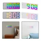 Colorful Digital Alarm Clock Date Temperature Display Electronic Clock Mirror