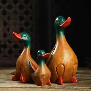 泰國實木鴨子擺件 東南亞室內實木偶木質鴨子擺件軟裝家居裝飾品