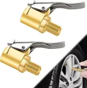 2 Pcs Brass Locking Tire Air Chuck, Inflator Hose Thread Connector 2pcs