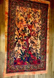 Indian Mandala Tapestry Hippie Bohemian Style Orange 86”X50” Large