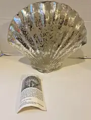 Vintage Mercury Glass Clam Shell Decoration 12 x 10 Pottery Barn Rare NEW
