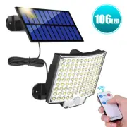 106 LED Solar Motion Sensor Light Outdoor Garden Wall Security Flood Lamp Remote