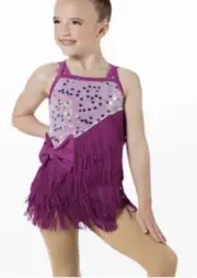 New Weissman Child Small Pink Jazz Tap Dance Costume Attached Briefs #14465 Plum