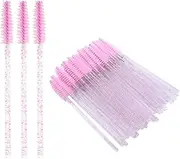 100pcs Disposable Eyelash Brushes Wands, Mascara Wands Eyelash Brushes Wand Eyebrow Applicator Eyelash Extension Supplies Makeup Brush Tool Kits (Pink)