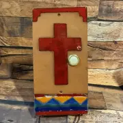 Glazed Cross Clay Pottery Stone Door Bell Cover Plate Southwest 7 3/4” X 4”