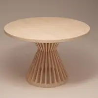 在飛比找ETMall東森購物網優惠-新中式圓形餐桌現代中式簡約水曲柳實木原木色鏤空餐廳圓桌茶桌