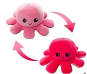 Plush Octopus Reversible Cute Flip Mood Soft Toy Gift Happy Sad pink red